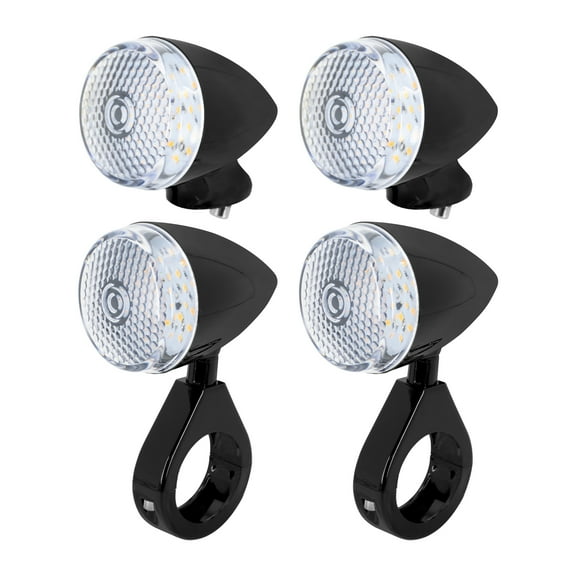 Black 4x Front + Rear Clear Lens LED Turn Signal Light w/ 39mm 41mm Fork Clamp