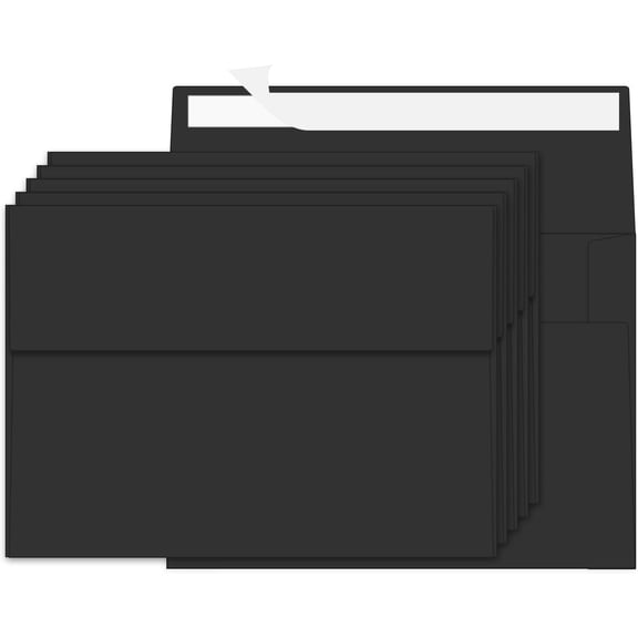 Black 4x6 Envelopes for Invitation Card, A6 Small Envelopes Self Seal for Wedding Birthday Party