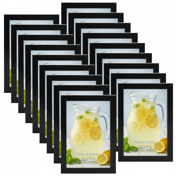 Black 4x6 Picture Frames for Wall Mounted and Tabletop Display, 18 Pack