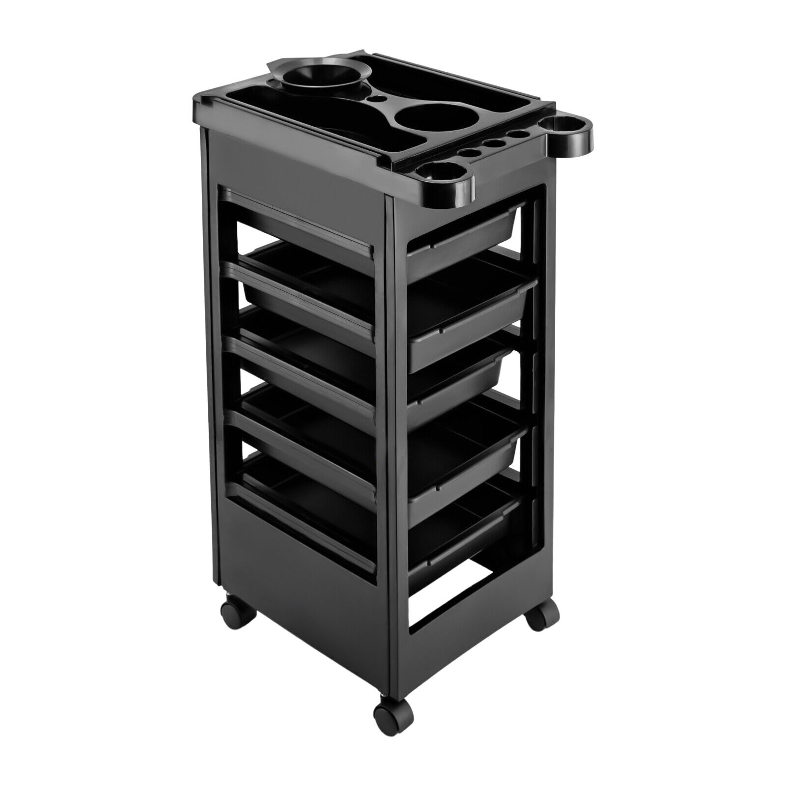 Black 5 Drawers Trolley Cart Beauty Salon Rolling Trolley Shelf Cart