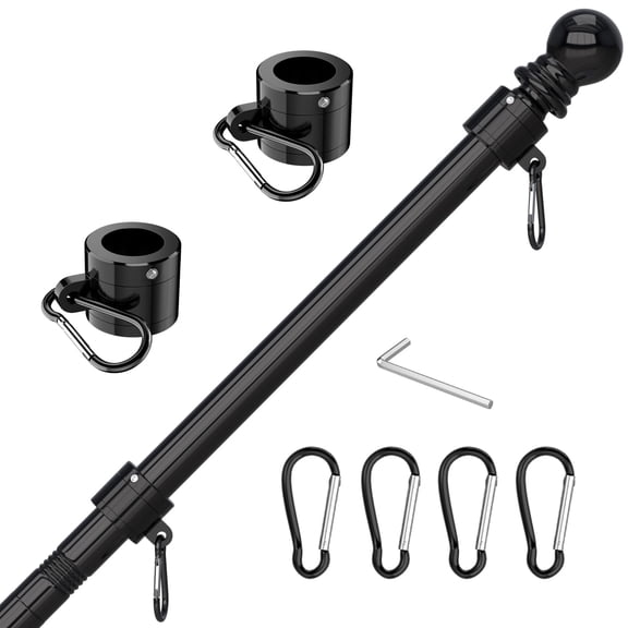 Black 5 FT Tangle Free Flagpole, Thickened Stainless Steel for Residential, RV, Truck, Boat, Yard