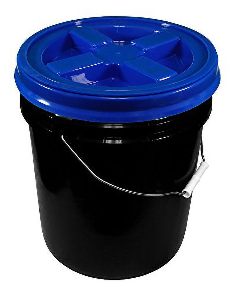 Black 5 Gallon 90 Mil Bucket With Gamma Seal Lid (Blue)