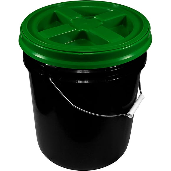 Black 5 Gallon 90 mil Bucket with Gamma Seal Lid (Green)