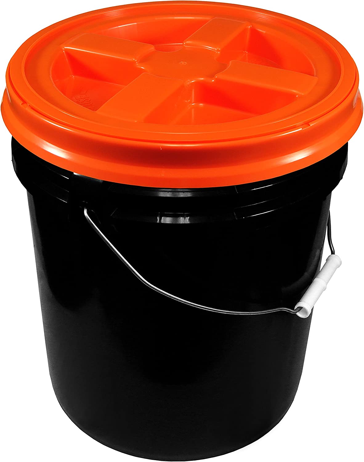 Black 5 Gallon 90 mil Bucket with Gamma Seal Lid (Orange)