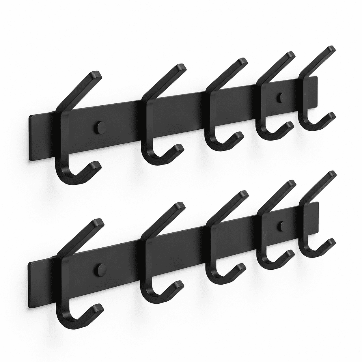 Black 5 Hooks - 2 Pack Wall Mounted Coat Rack, 15 Inch Stainless Steel ...
