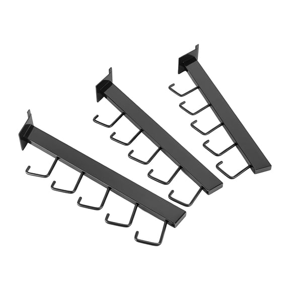 SSWBasics Black 5-J-Hook Dimensional Waterfall for Slatwall - pack of 10