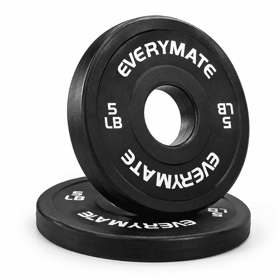 Black 5 LB x 2 Rubber Coated Olympic Fractional Weight Plates for Strength