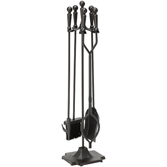Black 5-Piece Fireplace Tools Set with Ball Handles (T51030BK)$$Plumbing & HVAC