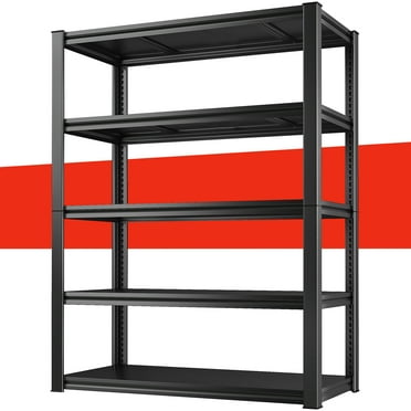 Black 5 Tier Adjustable Metal Garage Storage Shelves