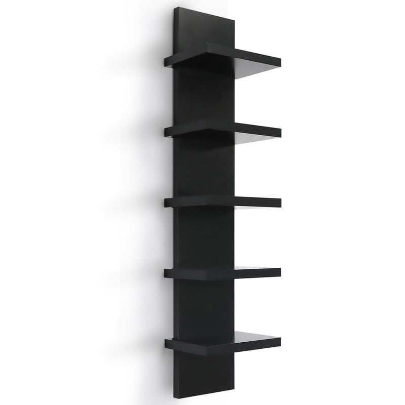 5 Tier Wall Shelf Unit, Black Wall Shelf, Multifunctional Display Floating Shelf, Bedroom and ...