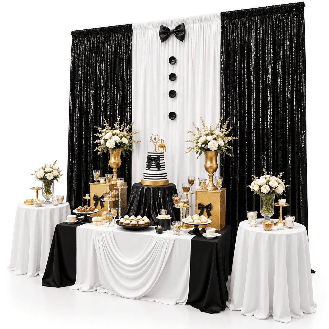 Studio Current Backdrop Black 5'W×10'H _4 Panels Sequin Photo Studio Backdrop Curtain for ...