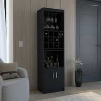 Black 5 Wine & Liquor Holder , 12 Bottle , 5 Shelves, Cabinet, Freestanding For House Living Room Decoration