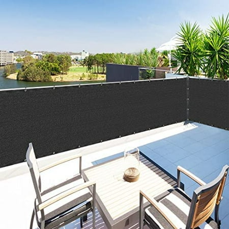 Black 5' X 5' Balcony Deck Fence Privacy Screen Cover Panel Shade Cloth Fabric For Chain Fence Patio Pool Railing Driveway Walkway Porch Playground Dog Kennel Residence Use