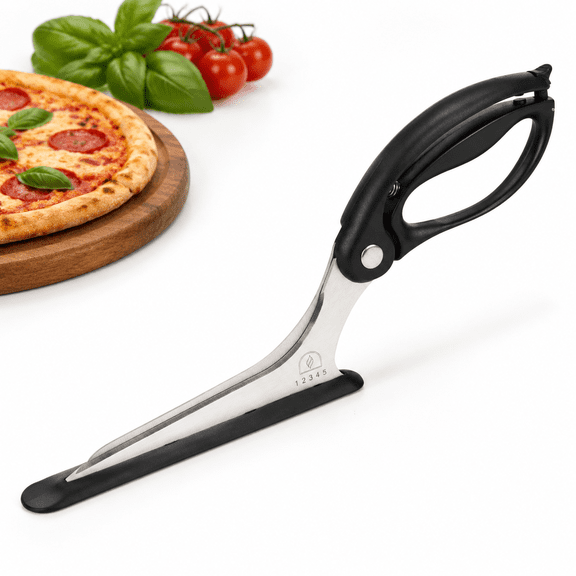 Black 5-in-1 Food Grade Stainless Steel Pizza Slicer and Server