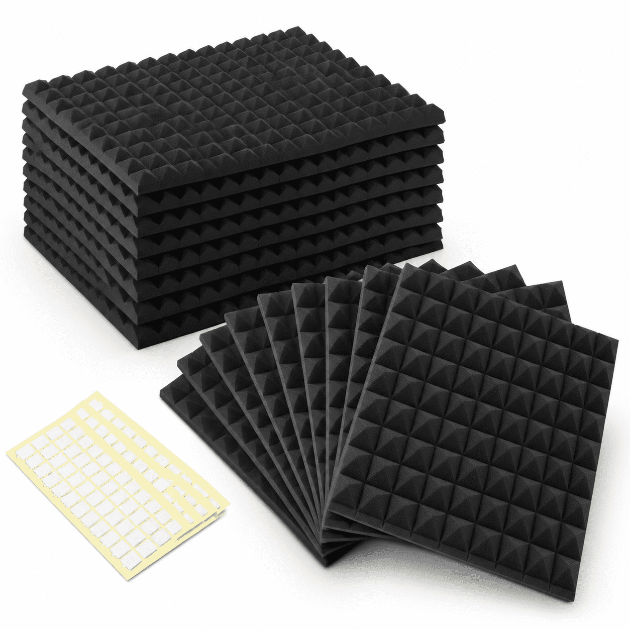 Black 50 Pack-2 X 12 X 12 Inches Acoustic Dampers Pyramid Sound Proof ...