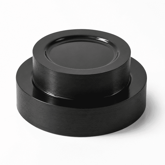 Black 50-Pack Disposable Plastic Party Plates Set with 2 Plate Sizes