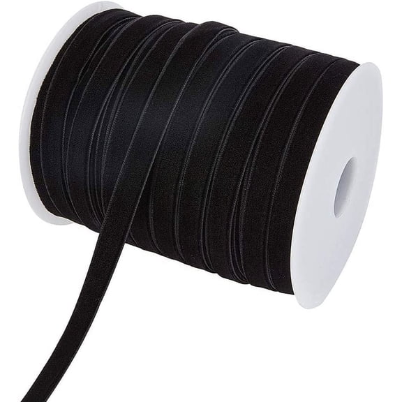 Black 50 Yard 3/8" Black Velvet Hair Ribbon for Festival Hair Clip Making and Other Handmade Project Crafts Work