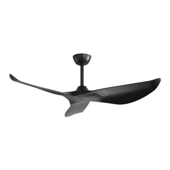 Black 52-Inch Ceiling Fan with Remote Control, 6-Speed DC Motor & Reversible Blades for Year-Round Use (No Light, ABS Blades, 14" Height)