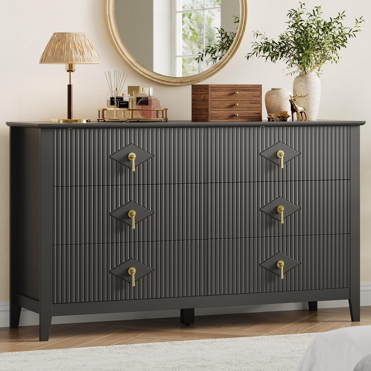 grey fluted dresser Black 54