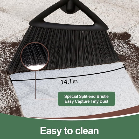 Black 57" Angle Broom – Heavy-Duty Indoor Outdoor Fine Dust Cleaning