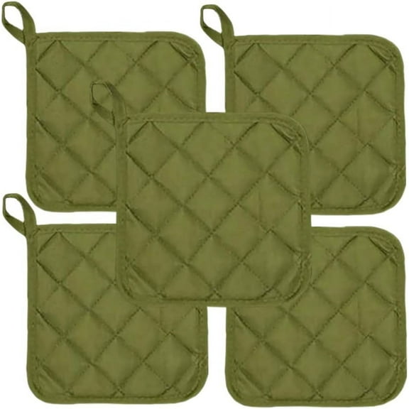 Black 5Pcs Kitchen Pot Holders Set Heat Resistant Pure Cotton Potholders Kit Trivets Large Coasters Hot Pads Pot Holders for Everyday Cooking and Baking by 6.5 x 6.5 Inch