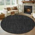 thumbnail image 1 of Black 5ft Round Rug, Farmhouse Burlap Solid Black Color Modern Linen Texture Non-Skid Rubber Backing Large Area Rugs - Living Room Bedroom Home Office, Indoor Floor Mat Carpets Washable Rug, 1 of 9
