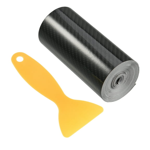 Black 5mx10cm 16.4ftx3.94inch Car Door Sill Protector Film Cover Sticker Set Carbon Fiber Pattern