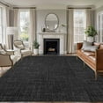 thumbnail image 1 of Black 5x7 Area Rugs, Farmhouse Burlap Solid Black Color Modern Linen Texture Non-Skid Rubber Backing Large Rectangle Rugs - Living Room Bedroom Home Office, Indoor Floor Mat Carpets Washable Rug, 1 of 9