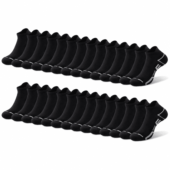 Black 6-11 Ankle Socks, 12 Pairs Athletic Casual Low Cut Short For Men