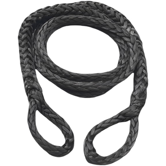 Black 6.6 ft UHMWPE Winch Line Recovery Strap, 8-Ton Capacity Ultra-High Molecular Weight Polyethylene Rope, Low Stretch Heavy Duty Tow Strap for Off-Road Vehicle Rescue & Tree Protection