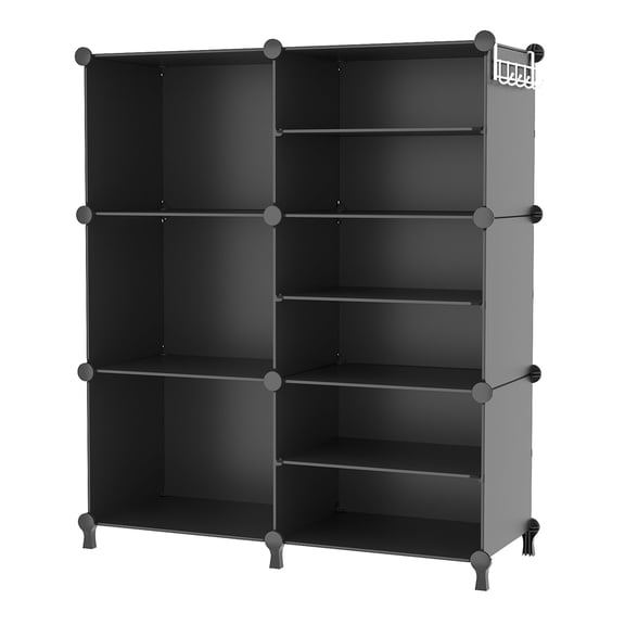 Black 6 Cube Stackable Shelving Unit For Bedroom Living Room Office Closet Organization