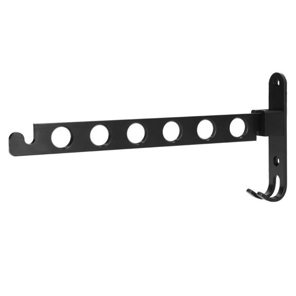 Black 6-Hole Aluminum Wall-Mounted Laundry Drying Rack with 90 Foldable Swing Arm & Hardware Kit