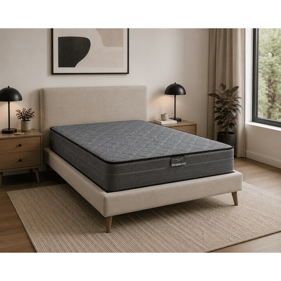 Black 6 Inch Twin Mattress in a Box  Hybrid Bonnell Spring & High Density Foam | Medium Firm Support | Pressure Relief | Spine Alignment | Twin Size 38x75 | For Adults Teens Kids Guest Room