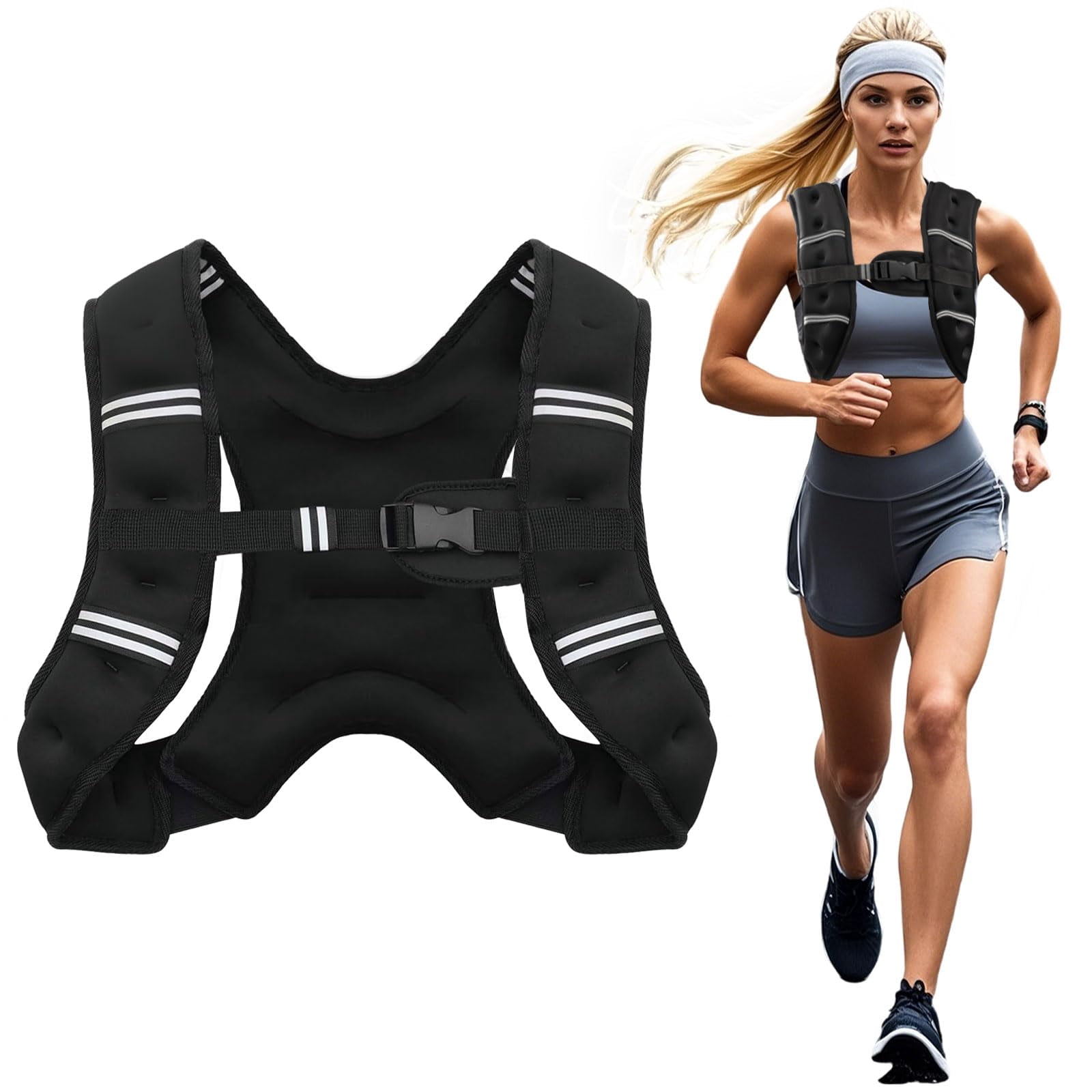 Black 6 LB Weighted Vest for Strength Running Workout Jogging Walking