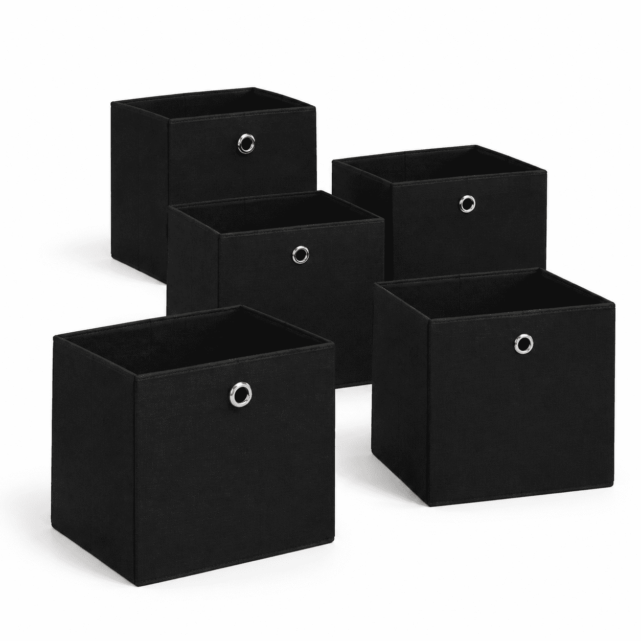 Cubing Language Black 6 Pack Foldable Fabric Cube Storage Baskets With Handles For Home ...