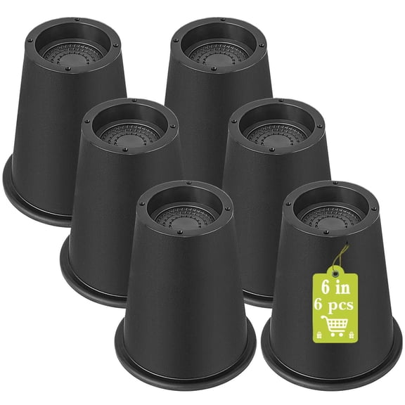 Black 6 Pack Furniture Risers 6 Inch Heavy Duty Round Leg Lifts For Table Desk Couch Chair Sofa Bed Cabinet Non-Slip