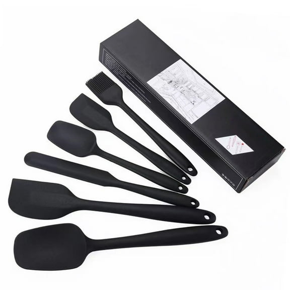 Black 6 Pcs Spatula Set With Silicone Construction, Dishwasher Safe And Non-Slip Handle For Kitchen Cooking Baking Mixing, 10.8X2.3In 0.7Lb