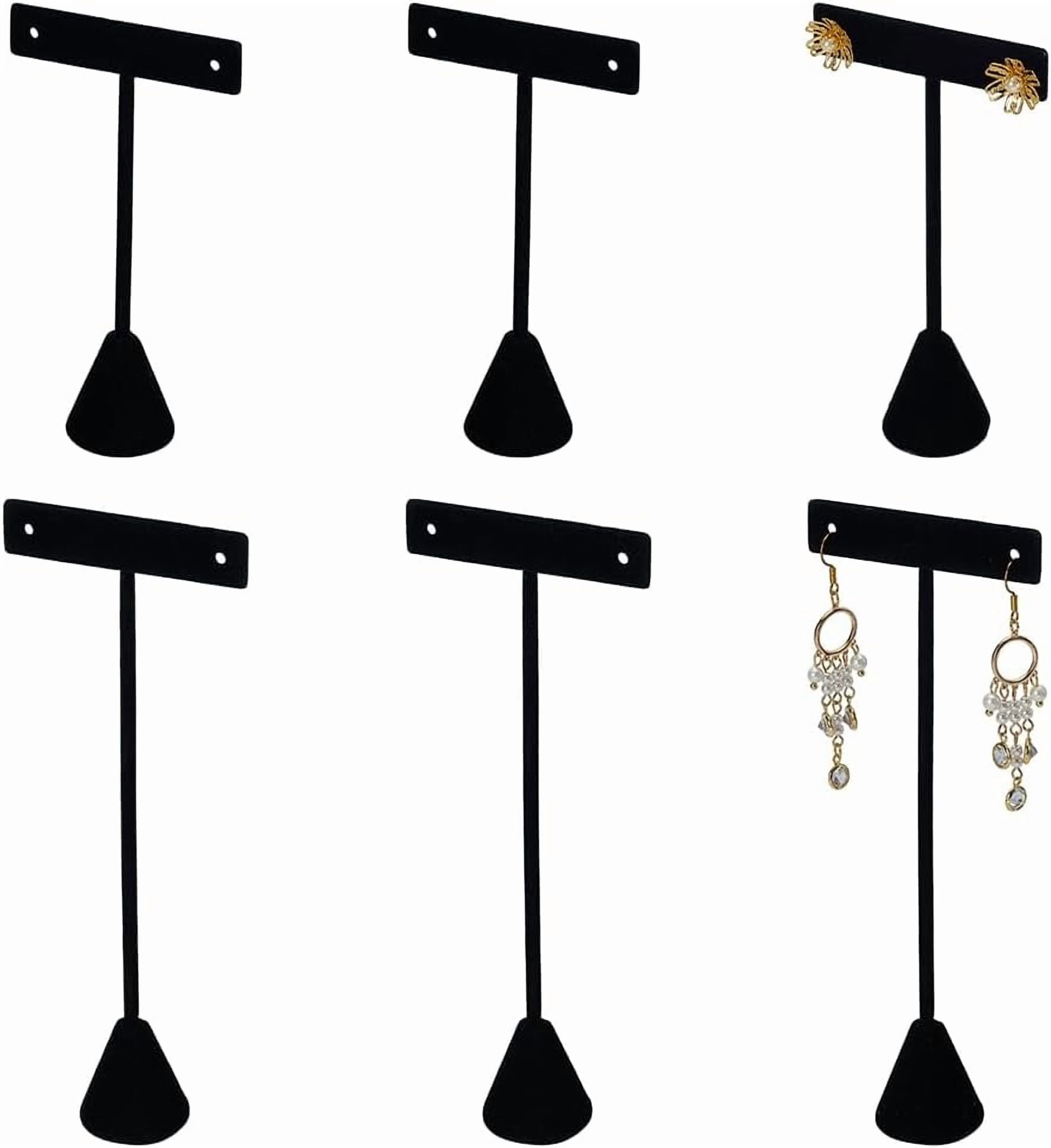 Black 6 Pcs T-Bar Jewelry Display Tower (4.7/6.69inch) Height Black Velvet Earring Hanger Showcase Jewelry Earring Organizer for Online Store Photography