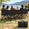 Movable Steel Bench Black 6-Seat Folding Soccer Bench with Backrest and Portable Carry Bag ...