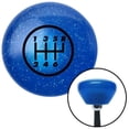 thumbnail image 1 of Black 6 Speed Shift Pattern - 6RUR Blue Retro Metal Flake Shift Knob with M16 x 1.5, 1 of 1