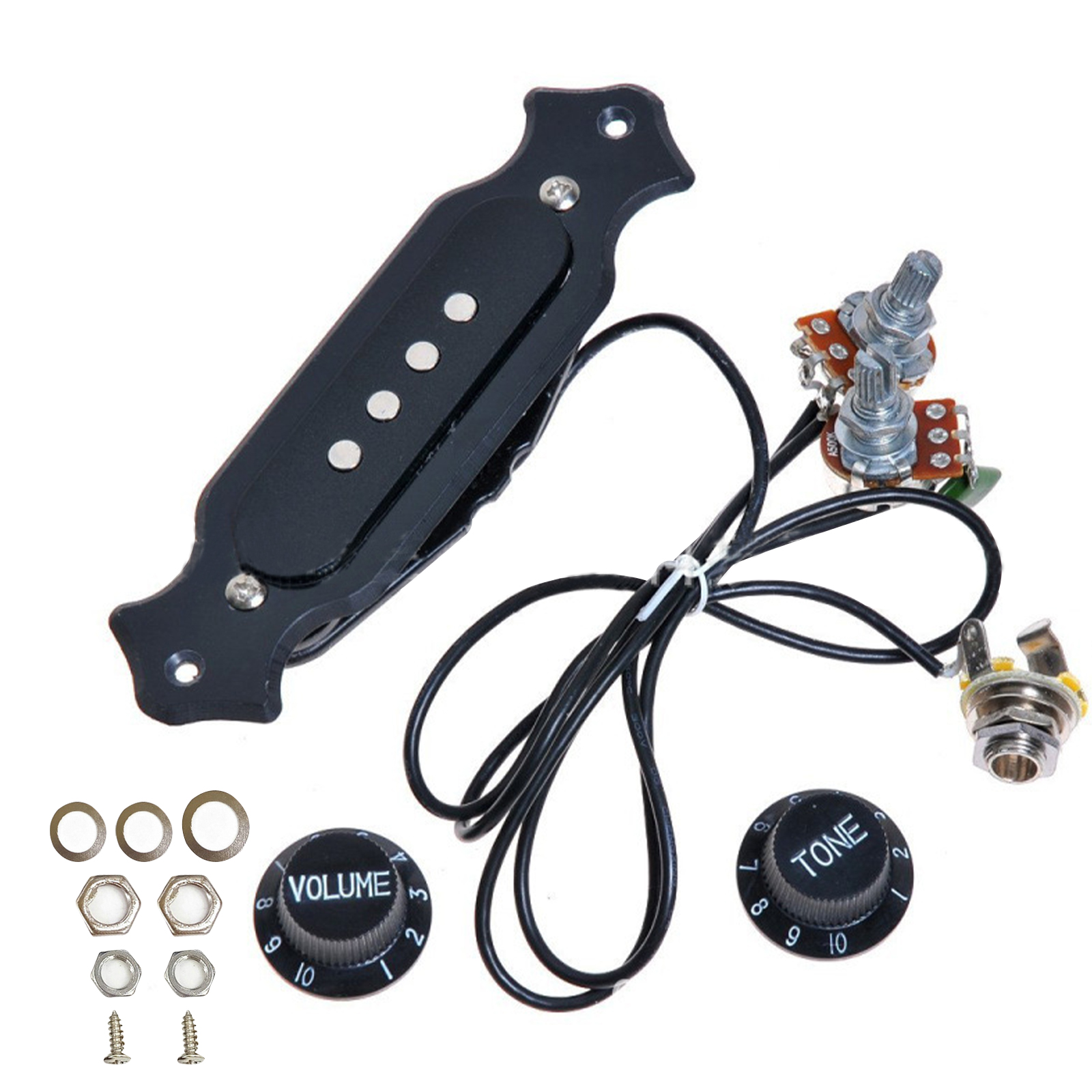 Black 6 String Coil Guitar Harness Pickup Pre-Wired Single Tone With ...