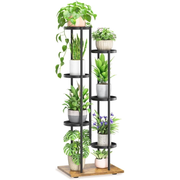 Black 6 Tier Plant Stand Indoor Heavy Duty Metal Planter Flower Holder Rack, Multi Modern Narrow Organizer, Floor Vertical Tower, Spiral Sturdy Decorate for House Bathroom Office Living Room