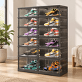 Black 6 Tiers 24 Pairs Foldable Shoe Rack for Closet Entryway - Walmart.com