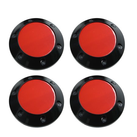 Black 68mm Car Wheel Tyre Rim Center Hub Caps Cover with Red Badge Sticker 4pcs