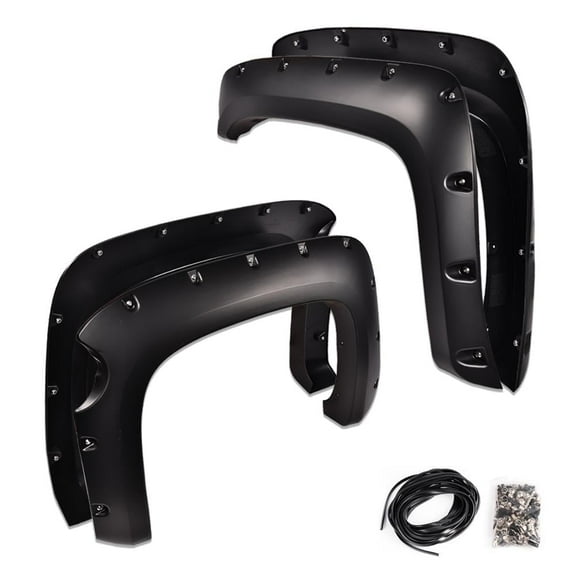 Black 69" Fender Flares Pocket Rivet Fit for Chevy Silverado 2007-2013 Wheel Cover Protector