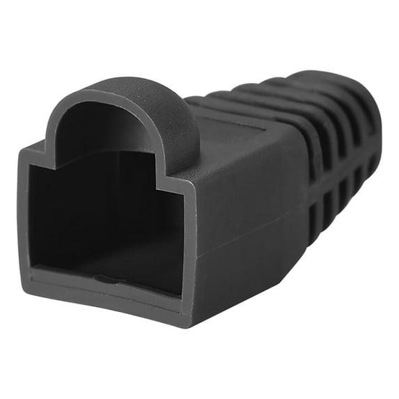 Black 6mm Hole Dia RJ45 Boots Cover Anti Dust Plastic Protector for Network Cable Cat5 Cat5E Cat6 50Pcs