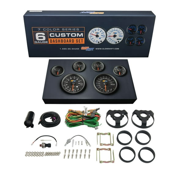 Black 7 Color Custom Dashboard Gauge Set