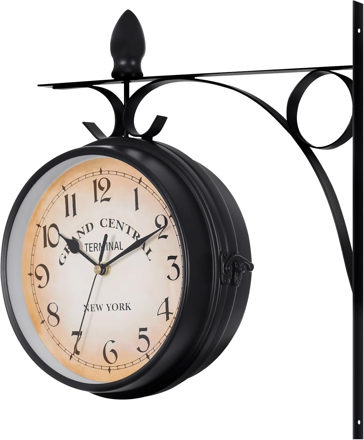 Black 7 Inch Vintage Double Sided Wall Clock Retro Station Wall Clock ...