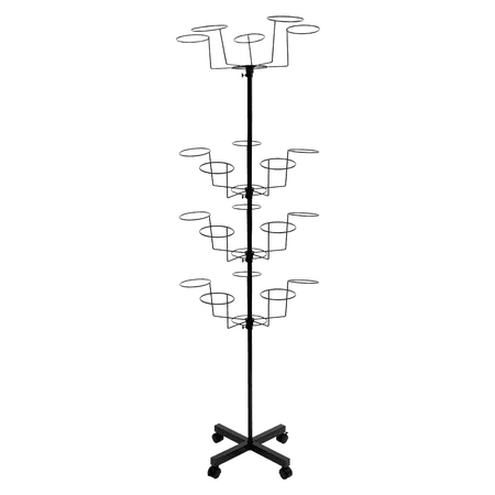 Black 7 Tiers Black Rotating Hat Display Rack Metal Floor Caps Headwear Free Standing