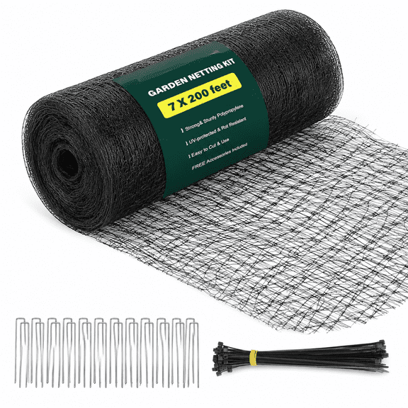 Black 7 x 200 Feet Deer Netting for Protecting Fruit Trees, Vegetables and Gardens